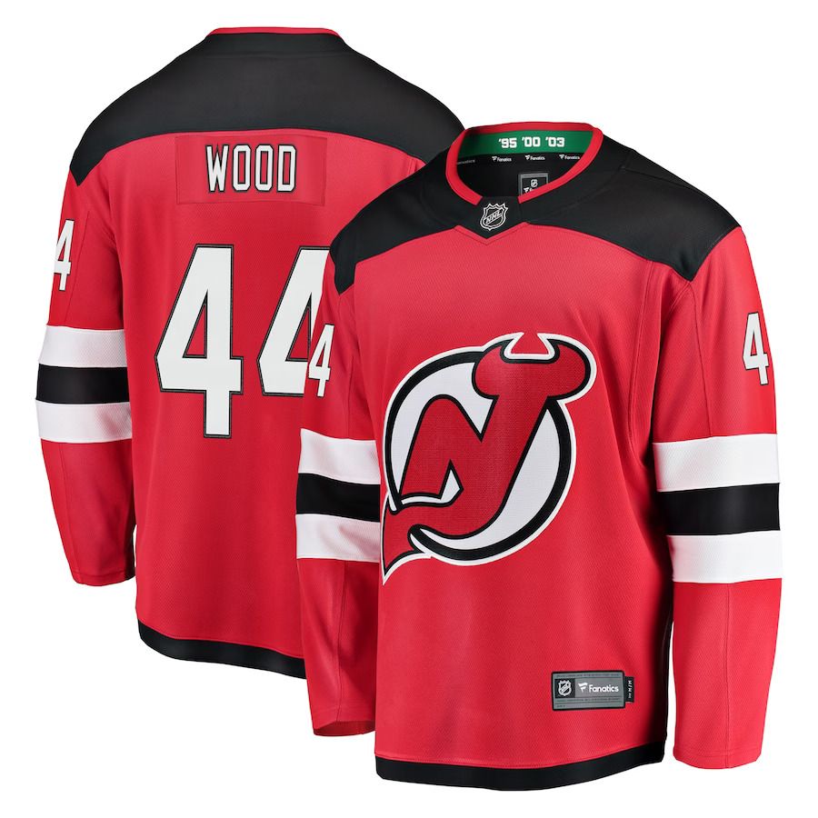 Men New Jersey Devils #44 Miles Wood Fanatics Branded Red Home Breakaway Player NHL Jersey